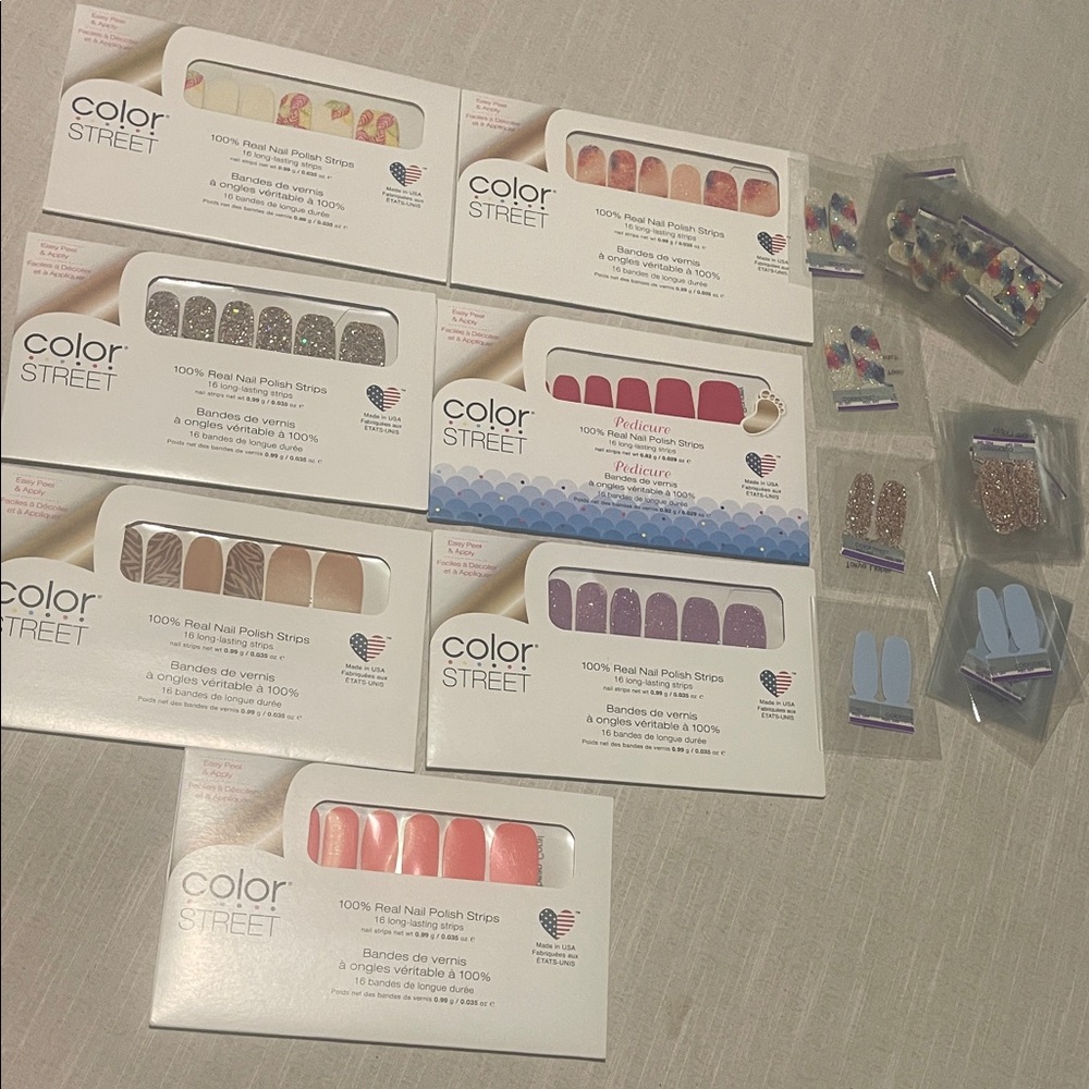 7 NIB Color Street Nail Polish Strips, 36 Color Street Samples all in this lot!